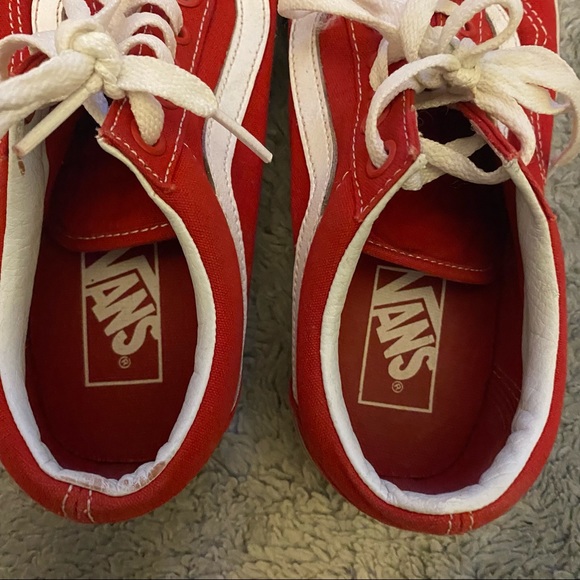 Vans Low Top Shoes Mens Size 6 Red White - Picture 6 of 8